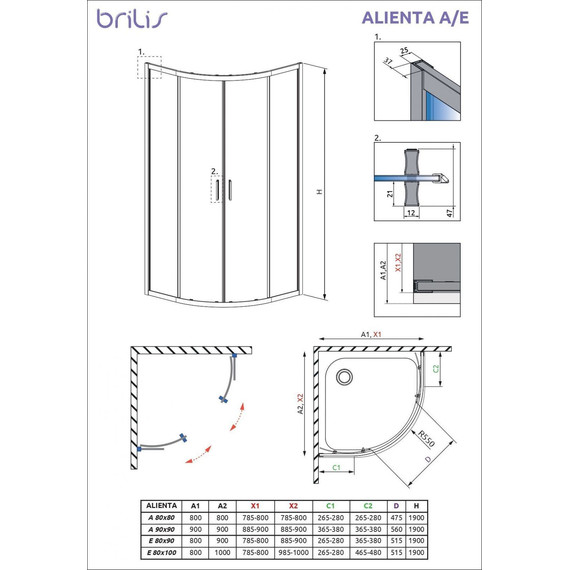 Душевое ограждение Radaway Alienta A 90x90 см, хром/прозрачное фото 2