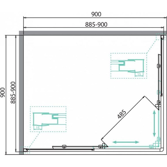 Душевое ограждение BelBagno 90x90 см DUE-A-2-90-C-Cr, хром/прозрачное - 4 Душевое ограждение BelBagno 90x90 см DUE-A-2-90-C-Cr, хром/прозрачное фото 4