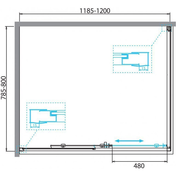 Душевое ограждение BelBagno 120x80 см DUE-AH-1-120/80-C-CR, хром/прозрачное - 8 Душевое ограждение BelBagno 120x80 см DUE-AH-1-120/80-C-CR, хром/прозрачное фото 8