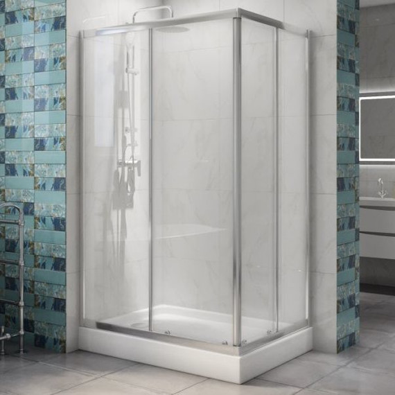 Душевое ограждение BelBagno 100x80 см DUE-AH-2-100/80-C-Cr, хром/прозрачное фото 