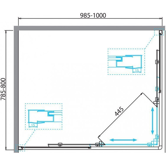 Душевое ограждение BelBagno 100x80 см DUE-AH-2-100/80-C-Cr, хром/прозрачное фото 2