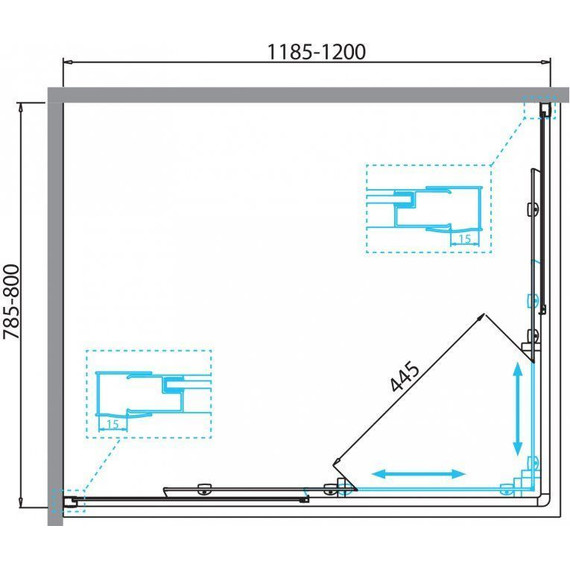 Душевое ограждение BelBagno 120x80 см DUE-AH-2-120/80-C-Cr, хром/прозрачное фото 2