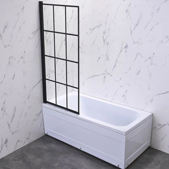 Шторка для ванны Veconi Palau 70 см PL77L-70-01-C6 L, чёрный/прозрачное фото 