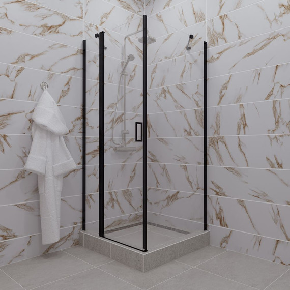 Душевое ограждение Triton Йота 90x90 см, чёрный/прозрачное фото 6