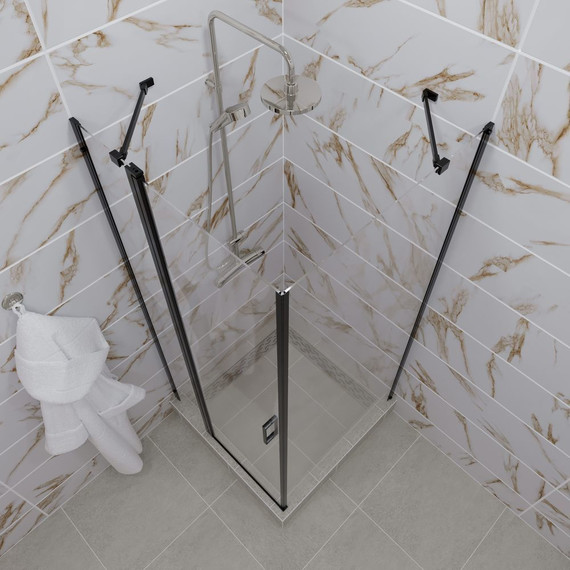 Душевое ограждение Triton Йота 90x90 см, чёрный/прозрачное фото 7