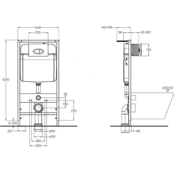 Инсталляция Belbagno BB026 с подвесным безободковым унитазом Cezares Duet (кнопка смыва хром глянцевый) фото 24