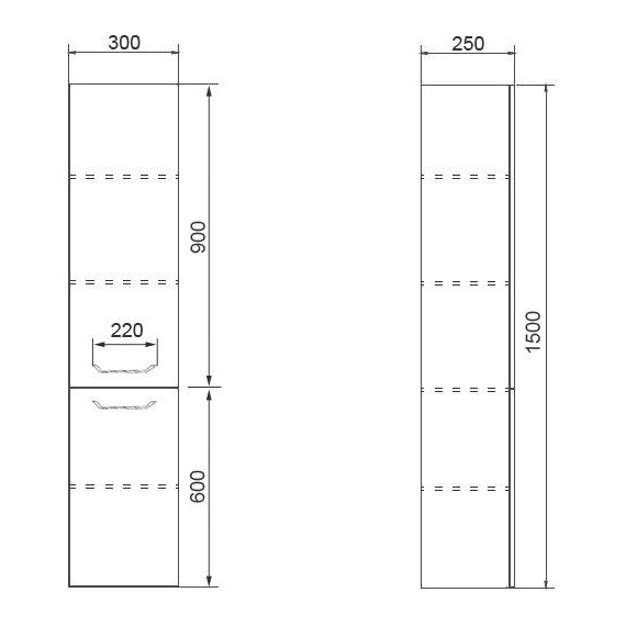 Пенал подвесной Azario Ника 30 см CS00080414, универсальный, белый фото 3