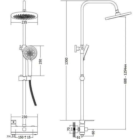 Душевая стойка Haiba HB24590-7, черный матовый - 10 Душевая стойка Haiba HB24590-7, черный матовый фото 10