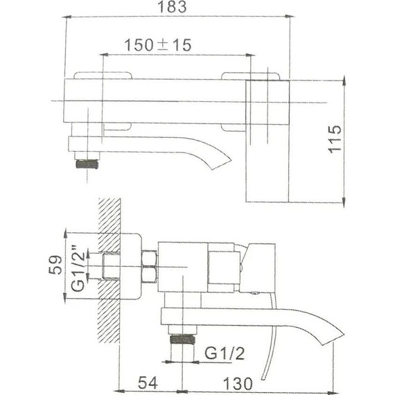 Смеситель для ванны Haiba HB60815, нержавеющая сталь фото 3