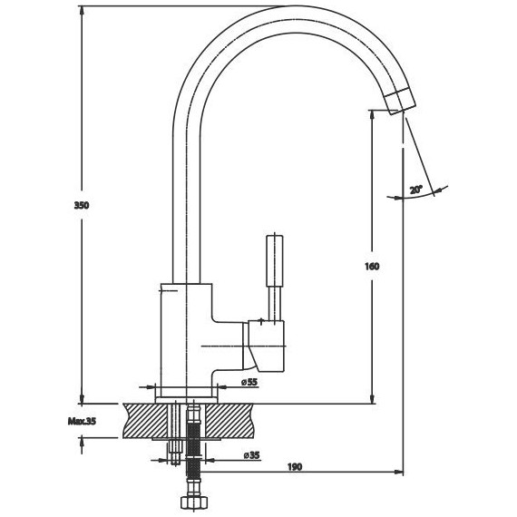 Смеситель для кухни Mixxus Premium Hans MP0013, черный фото 3