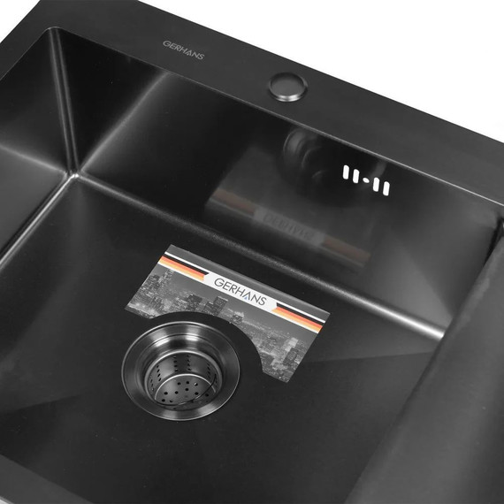 Кухонная мойка Gerhans K37851B-L 1 мм, PVD графит L, Цвет производителя: графит - 4 Кухонная мойка Gerhans K37851B-L 1 мм, PVD графит L, Цвет производителя: графит фото 4