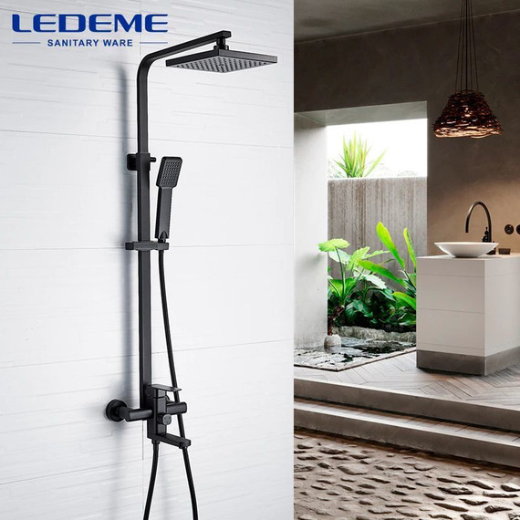 Душевая стойка Ledeme L2433B, черный матовый - 2 Душевая стойка Ledeme L2433B, черный матовый фото 2