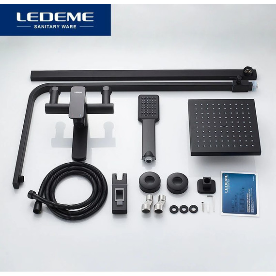 Душевая стойка Ledeme L2433B, черный матовый - 3 Душевая стойка Ledeme L2433B, черный матовый фото 3