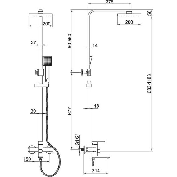 Душевая стойка Ledeme L2433B, черный матовый - 6 Душевая стойка Ledeme L2433B, черный матовый фото 6