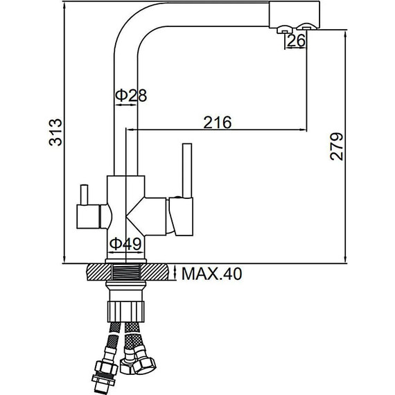 Смеситель для кухни Ledeme L4055Y-3, золото фото 2