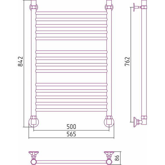 Полотенцесушитель водяной Стилье Аксиома 10 П14 800х500 мм 00661-8050 - 7 Полотенцесушитель водяной Стилье Аксиома 10 П14 800х500 мм 00661-8050 фото 7