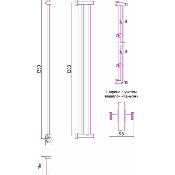 Полотенцесушитель электрический Сунержа Хорда П3 1200x166 мм 31-0834-1200, чёрный матовый фото 5