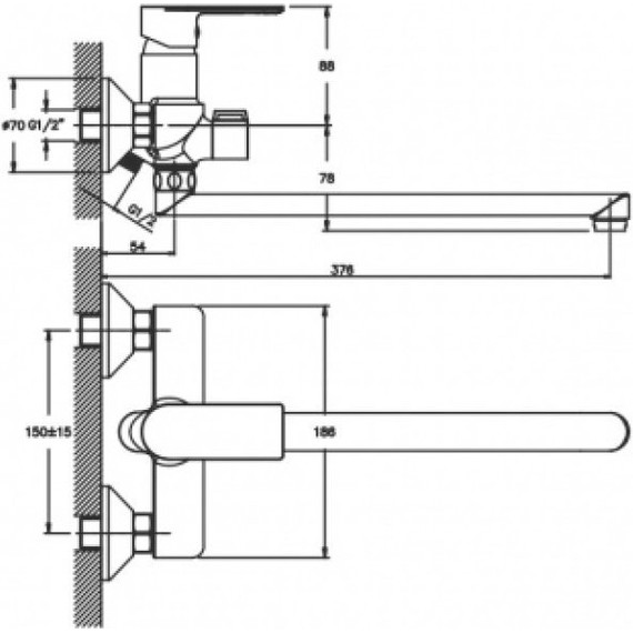 Смеситель для ванны Mixxus Premium Alex MP0081 с душевым гарнитуром фото 2