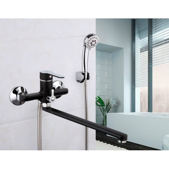 Смеситель для ванны Mixxus Premium Tiger MX0552 с душевым гарнитуром, черный фото 2