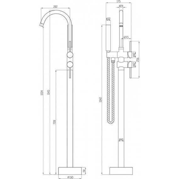 Смеситель для ванны Mixxus Flo SS0042, нержавеющая сталь фото 3