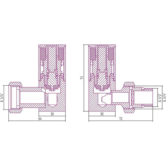 Вентиль запорный угловой левый Сунержа G 1/2" НРхG 3/4" НГ 00-1402-1234 фото 2