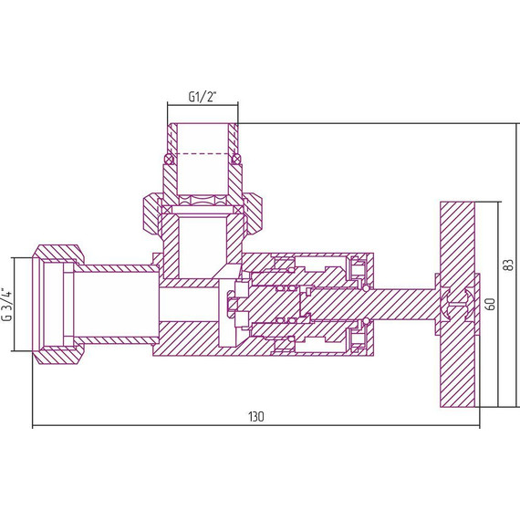 Вентиль запорный угловой Сунержа G 1/2" НРхG 3/4" НГ 00-1408-1234 фото 2