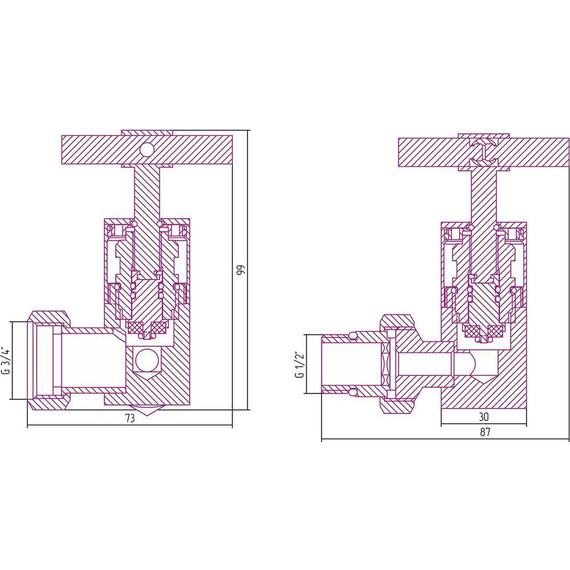 Вентиль запорный угловой левый Сунержа G 1/2" НРхG 3/4" НГ 00-1410-1234 фото 2