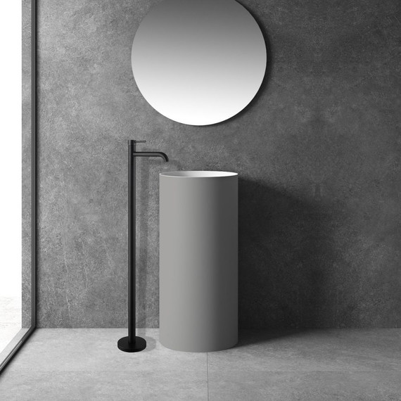 Смеситель для раковины напольный Abber Wasser Kreis AF8140B, черный матовый, Цвет производителя: чёрный матовый фото 2