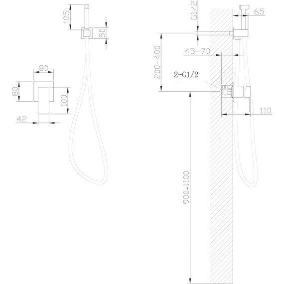 Набор для гигиенического душа Abber Daheim AF8225B, черный матовый - 4 Набор для гигиенического душа Abber Daheim AF8225B, черный матовый фото 4