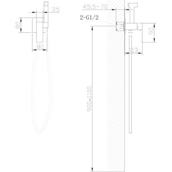 Набор для гигиенического душа Abber Wasserfall AF8625B, черный матовый - 4 Набор для гигиенического душа Abber Wasserfall AF8625B, черный матовый фото 4