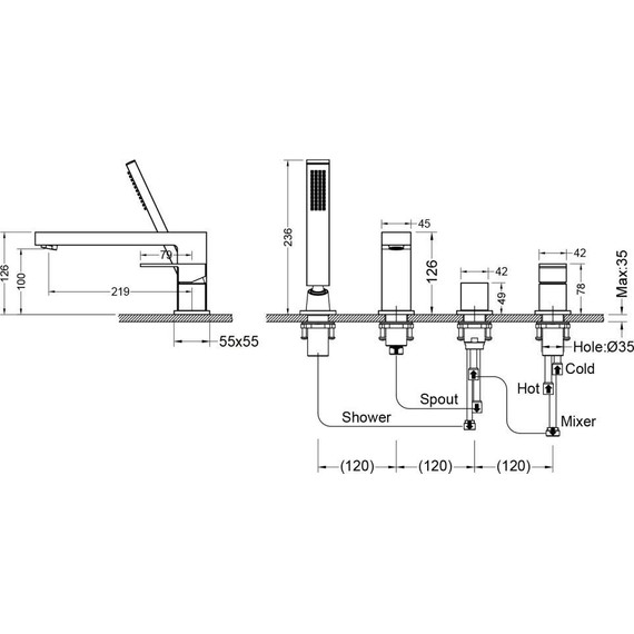 Смеситель для ванны Timo Selene 2130/17Y, золото матовое - 9 Смеситель для ванны Timo Selene 2130/17Y, золото матовое фото 9