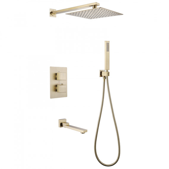 Душевая система для ванны с термостатом Abber Daheim AF8250G, золото матовое -  Душевая система для ванны с термостатом Abber Daheim AF8250G, золото матовое фото