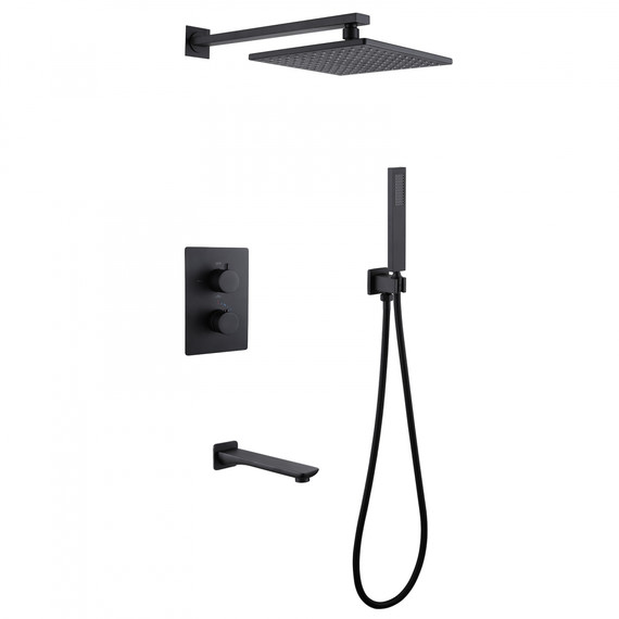 Душевая система для ванны с термостатом Abber Weiss Insel AF8050B, черный матовый -  Душевая система для ванны с термостатом Abber Weiss Insel AF8050B, черный матовый фото