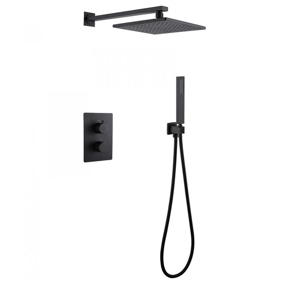 Душевая система для душа с термостатом Abber Weiss Insel AF8051B, черный матовый -  Душевая система для душа с термостатом Abber Weiss Insel AF8051B, черный матовый фото