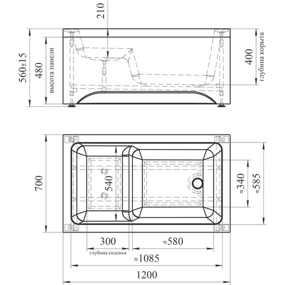 Ванна акриловая сидячая Радомир Джоанна 120x70 см (в комплекте каркас), Размер - мм: 1200х700 - 8 Ванна акриловая сидячая Радомир Джоанна 120x70 см (в комплекте каркас), Размер - мм: 1200х700 фото 8