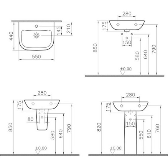 Раковина подвесная Vitra S20 55 см 5502B003-0001 - 7 Раковина подвесная Vitra S20 55 см 5502B003-0001 фото 7