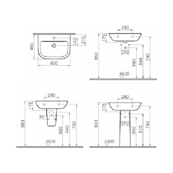 Раковина подвесная Vitra S20 60 см 5503B003-0001 - 6 Раковина подвесная Vitra S20 60 см 5503B003-0001 фото 6
