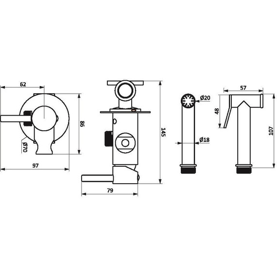 Набор для гигиенического душа Damixa Option 217000000, чёрный - 9 Набор для гигиенического душа Damixa Option 217000000, чёрный фото 9