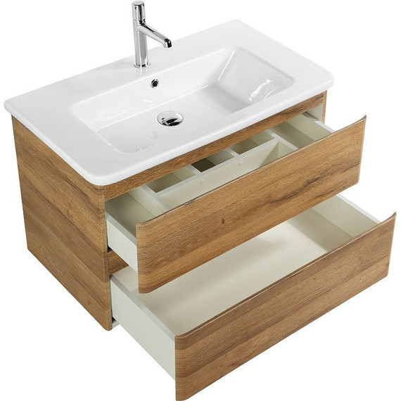 Тумба подвесная с раковиной BelBagno ALBANO-800-2C-SO-RR 80 см, Rovere Rustico, Цвет фасада: Rovere Rustico фото 3