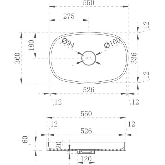 Раковина-чаша Abber Stein 55 см AS2601 фото 4