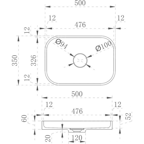 Раковина-чаша Abber Stein 50 см AS2602 фото 3