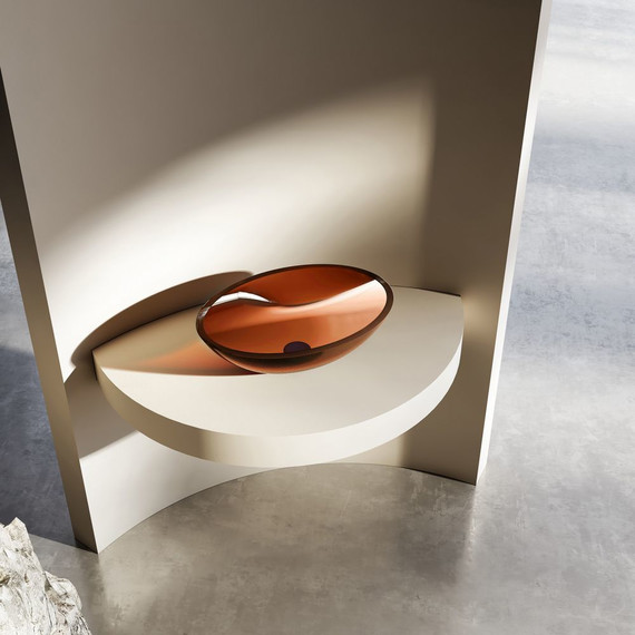 Раковина-чаша прозрачная Abber Kristall 50 см AT2802Opal, красный фото 2