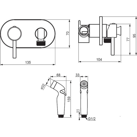 Набор для гигиенического душа Damixa Option 212000300, чёрный - 5 Набор для гигиенического душа Damixa Option 212000300, чёрный фото 5