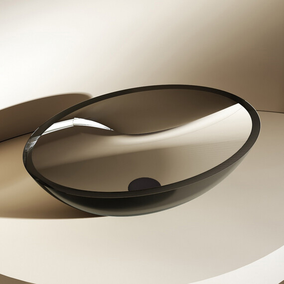 Раковина-чаша прозрачная Abber Kristall 50 см AT2802Onyx, черный фото 