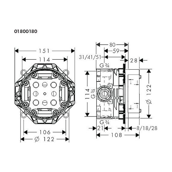 Скрытая часть Hansgrohe Ibox universal 01800180 - 4 Скрытая часть Hansgrohe Ibox universal 01800180 фото 4