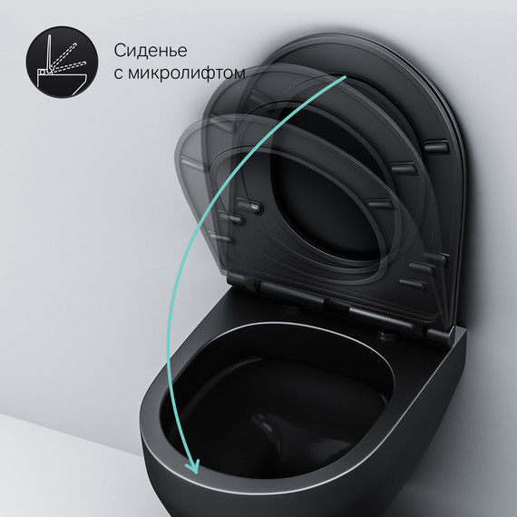 Унитаз подвесной Am.Pm Spirit V2.0 FlashClean C701700MBSC с сиденьем микролифт, черный матовый - 10 Унитаз подвесной Am.Pm Spirit V2.0 FlashClean C701700MBSC с сиденьем микролифт, черный матовый фото 10