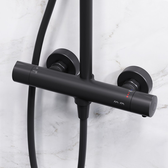 Душевая стойка c термостатом Am.Pm Like F0780422, черный, Цвет производителя: чёрный - 4 Душевая стойка c термостатом Am.Pm Like F0780422, черный, Цвет производителя: чёрный фото 4