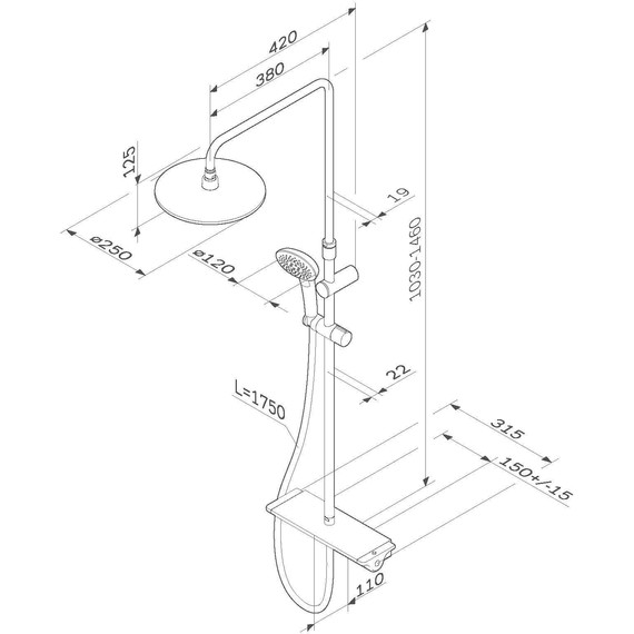 Душевая стойка с термостатом Am.Pm Spirit V2.0 F0770A400 - 17 Душевая стойка с термостатом Am.Pm Spirit V2.0 F0770A400 фото 17