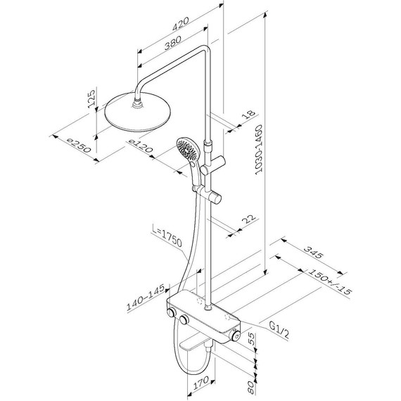 Душевая стойка с термостатом Am.Pm Inspire V2.0 F0750A500, Цвет производителя: хром - 18 Душевая стойка с термостатом Am.Pm Inspire V2.0 F0750A500, Цвет производителя: хром фото 18