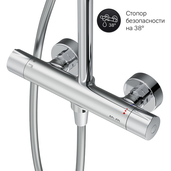 Душевая стойка с термостатом Am.Pm Like F0780464, Цвет производителя: хром - 13 Душевая стойка с термостатом Am.Pm Like F0780464, Цвет производителя: хром фото 13
